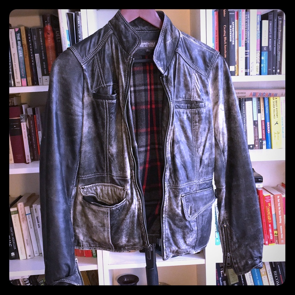 Kenneth Cole Reaction Lined Leather Jacket